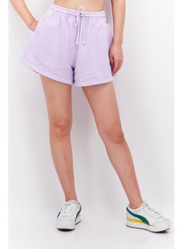 اشتري Women Embroidered Logo Basic Shorts, Purple في الامارات