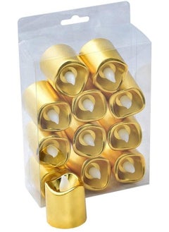 Buy 12-Piece Battery Operated Flameless LED Tea Light Candle Gold 4x5cm in UAE