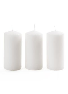 اشتري 3-Piece Basics Pillar Candle Set, White - 6X13 Cm في الامارات