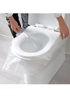 Buy 50PCS Biodegradable Disposable Plastic Toilet Seat Cover Portable Safety Travel Bathroom Toilet Paper Pad Bathroom Accessory in UAE