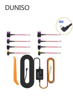 اشتري Hardwire Kit for Dashcam 11ft Mini USB Converts 12V-24V to 5V/2.5A 24 Hours Parking Mode Car Dash Camera Charger Cable kit with Low Voltage Protection 8 Fuse Holders Tap Cable في الامارات