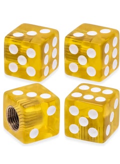 Buy Dice-shaped car tire valve valve cover set for cars, motorcycles, trucks and bicycles, universal dust and dust protection cover-4 pcs yellow color in Egypt