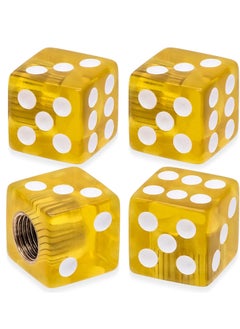 Buy Dice-shaped car tire valve valve cover set for cars, motorcycles, trucks and bicycles, universal dust and dust protection cover-4 pcs yellow color in Egypt