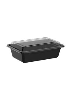 Buy 25-Piece Rectangular Disposable Food Container With Lid Black 14.3x20.5x4.5cm in Saudi Arabia