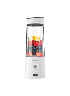 Buy 6-Blade Portable Juicer 400mL 126W High-Powered Motor with Built-in Battery 2500mAh, Electric USB Rechargeable Juice Blender, Small Fruit Mixer - White in UAE