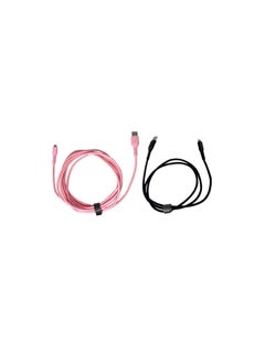 Buy Braided Lightning Cable Set 0.9m/3ft Black + 3m/10ft Pink in UAE