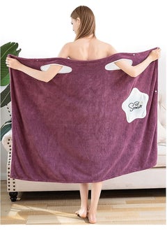 Buy Wearable Bath Towel,Bathrobe with Snap Buttons and Pockets,Soft and Absorbent,Suitable for Sauna/Bathroom/Beach/Swimming Pool/Gym in Saudi Arabia