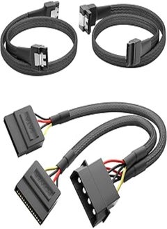 اشتري KabelDirekt 818 0.6m 30cm 4-pin Molex to 2 x 15-pin SATA power cable + 60cm 7-pin 3 data 6 Gbit/s 90 ° angled black في مصر