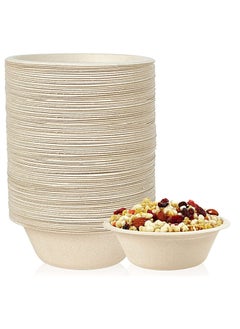 Buy Compostable Bowls, 12oz Disposable Paper Biodegradable Soup Bowls Made of Natural Bagasse, Eco-Friendly Sugarcane for Salad Wheat Flakes 100 Pack (Nature) in Saudi Arabia