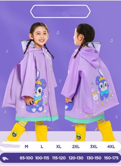 اشتري Children's Raincoat Waterproof Fashion Cartoon Schoolbag Bit Large Brim Transparent Poncho Purple في السعودية