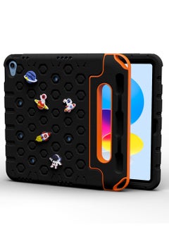 Buy Moxedo Rugged Protective EVA Silicone Kids Case Cover, Shockproof DIY 3D Cartoon Pattern with Pencil Holder, Stand and Handle Grip Compatible for Apple iPad 2022 (10th Gen) 10.9 inch – Blackj in UAE