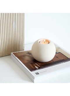 Buy Chantel Ceramic Candle Holder Dia8.9cm - Off White in UAE