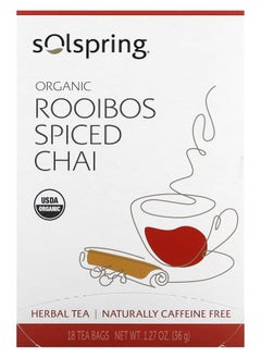 اشتري Solospring Organic Herbal Tea Rooibos Spiced Chai Caffeine Free 18 Tea Bags 1.27 oz (36 g) في الامارات