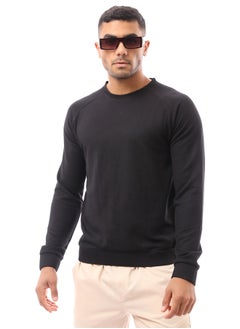 Buy Black Crew Neck Sweatshirt with Wide Hem in Egypt