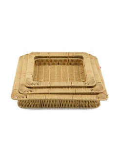 Buy A Set of square Artificial Wicker Serving Trays, 3 Pieces in Saudi Arabia