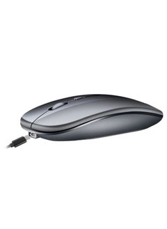 اشتري Ergonomic Rechargeable Dual Mode Wireless Mouse Grey في الامارات