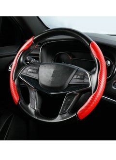 Buy Carbon Fiber Steering Wheel Cover For Unisex Safe And Non Slip Car Steering Cover Universal Fit Car Steering Wheel Protector Carbon Texture For Auto Truck Van SUV Red in UAE