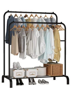 Buy Freestanding Hanger Double Pole Multi-functional Bedroom Clothing Rack, Black 114.3 x 21.97 x 5.08 cm in Saudi Arabia