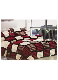 اشتري COMFY KING SIZE FAUX FUR 6 PIECE RED & BLACK CHECKERED COMFORTER SET في الامارات