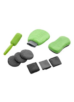 Buy 9-Piece Microfiber Car Cleaning Set - Green in Saudi Arabia