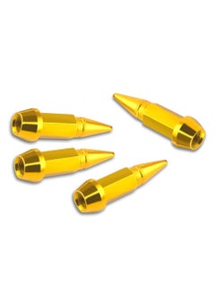 Buy 4 Pack Spiked Aluminum Tire Valve Caps, Stylish Dustproof Car Accessories for Most Vehicles (Gold, 45MM), Enhance Your Ride's Look! in UAE