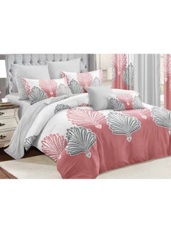 Buy 6-Piece King Size Duvet Cover And  4 Pieces Curtains Cotton Multicolour in UAE