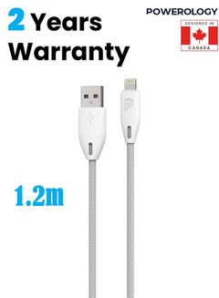 Buy iPhone Charging Cable USB-A to Lightning Cable 1.2M, Apple Certified, Fast Data and Power Supply - White in UAE