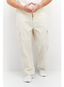 Buy Men Regular Fit Solid Cargo Pant, Beige in UAE