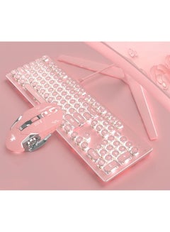 Buy Gaming Wire Keyboard with Mouse set Retro Punk Typewriter-Style White Backlight USB Wired, for PC Laptop Desktop Computer for Game and Office Stylish Pink Mechanical Keyboard in UAE