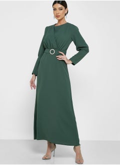 Buy Belted Dress With High Neck in Saudi Arabia