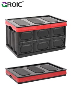 Buy Collapsible Storage Bin with Lid, Plastic Box  Saving Space, Trunk Foldable Organizer Durable Non Slip Lightweight for Car, SUV, Truck, Van, Home, Camping Outdoor (30L) in UAE