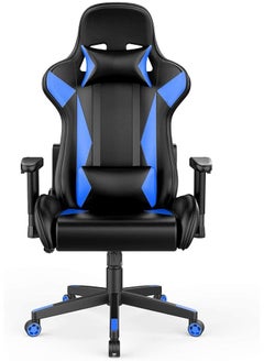 اشتري Bifma Certified Gaming Chair Racing Style Office Chair With Removable Headrest And High Back Cushion Blue And Black Bifma Certified في السعودية