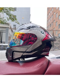 اشتري New Double Mirror Helmet Semi Full Cover Four Seasons Motorcycle Helmet في الامارات