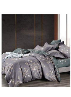 Buy 6-Pieces Glace Cotton Printed Fancy Comforters Set Fixed duvet, fitted bedsheets and pillowcase King Size F29 in UAE