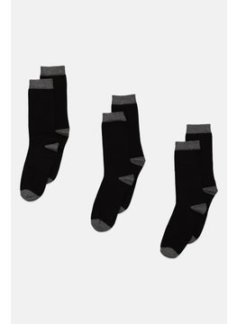 Buy Men 3 Pairs Formal Socks, Black in UAE