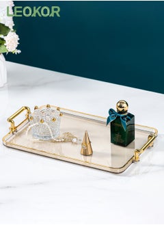 اشتري Acrylic Serving Tray with Handles Ottoman Countertop Decorative Tray Tray Spill-Proof Tray for Coffee Table Living Room Bedroom في السعودية