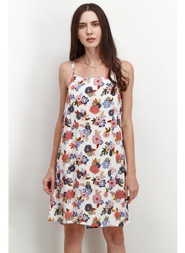 Buy Women Floral Print Sleeveless Mini Dress, White Combo in Saudi Arabia