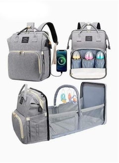 Buy New Style Multifunctional Portable Mommy Bed Backpack With Mosquito Net For Baby (Grey) in UAE