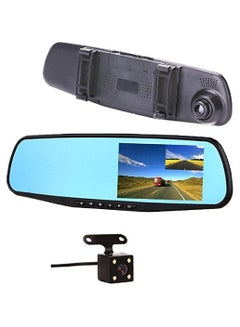 Car DVR Rear View Mirror Video Recroder 4.3 inch Back Up Car Camera Dual  Lens Cam Night Vision Front and Rear Backup Reverse Security for Car