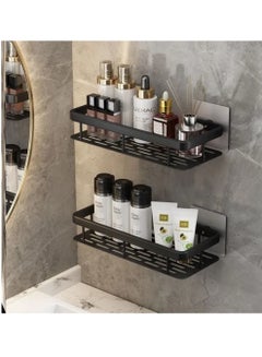 Buy Bathroom Shelf, Set of 2, Aluminum Metal Shower Racks, Rust-free, Shower Caddy, Self-Adhesive Bathroom Shelves, No-drilling Bathroom Organizer, Wall mounted Bathroom Rack (Black). in UAE