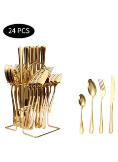 اشتري 24 Piece Hanging Stainless Steel Flatware Service Set with Bracket في الامارات