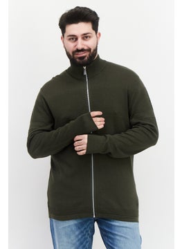 اشتري Men Mock Neck Long Sleeve Knitted Sweatshirt, Forest Night Green في السعودية