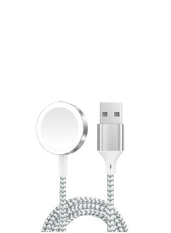Buy Magnetic Braided Nylon Charging Cable 1.2M (USB-A Interface) for iWatch Series SE/6/5/4/3/2, Magnetic Charging Cable Cord, Powerful Magnetic Charging Pad Silver in UAE