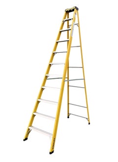 Buy STANLEY Step Ladder | 10 Steps Fibre Ladder | Anti Slip Steps | Non-Slip Rubber Edge Guards | 150 KG Loading Capacity | EN131 Approved in UAE