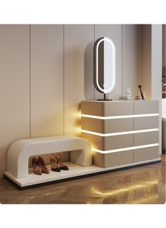 Buy Dressing Table with LED Mirror & Shoe Changing Stool in UAE