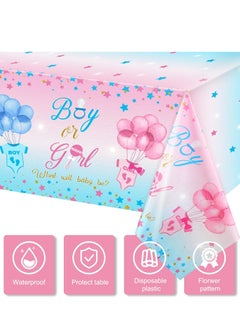 Buy Gender Reveal Table Cloth Gender Reveal Party Supplies Waterproof Boy or Girl Plastic Tablecloth Pink and Blue Disposable Table Cover for Gender Reveal Baby Party Decorations, 54" x 108" in UAE