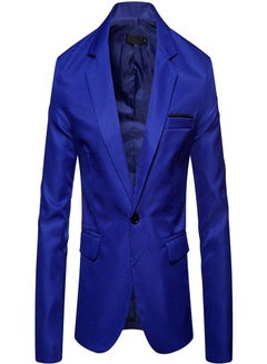 اشتري Men's British Fashion Solid Casual Suit Blue في الامارات