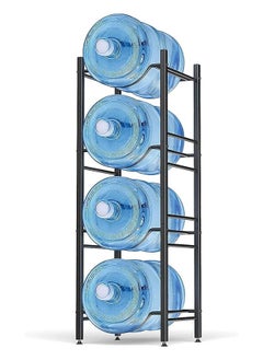 اشتري 4 Tier Water Bottle Holder 5 Gallon Shelves, Heavy Duty Water Bottle Stand Storage for Kitchen Home and Office Black في الامارات