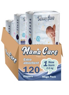 Buy Mama Care Junior Size 1 Diapers 2-5 KG -Bundle of 3 packs 120 pcs Jumbo in UAE