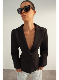 Buy Black Limited Edition Fitted Lined Woven Blazer Jacket TWOAW24BC00096 in Egypt